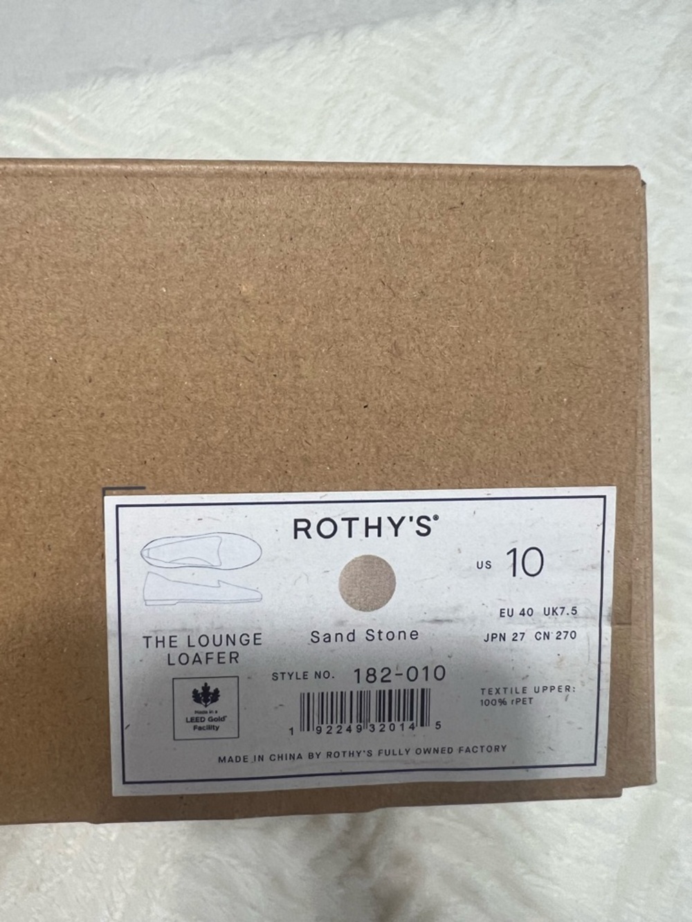 Rothy’s Lounge Loafer Sand Stone Beige Sustainable Knit Flats Size 10 New Box - Picture 10 of 11